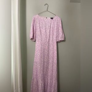 Lilac and white floral midi dress